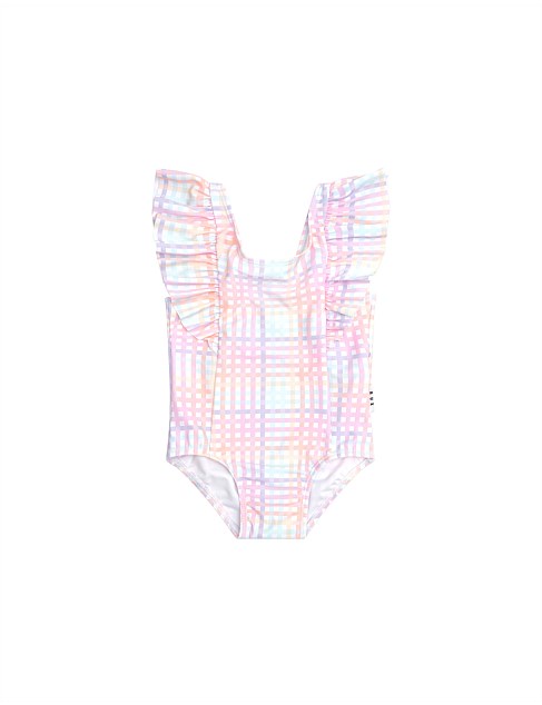 RAINBOW CHECK FRILL SWIMSUIT