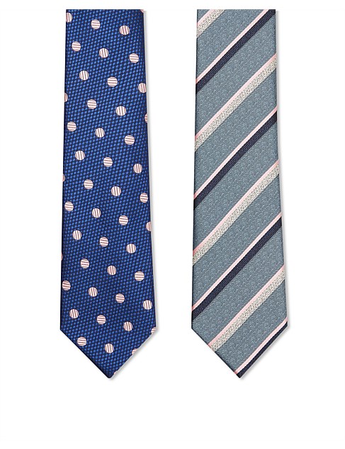 2PK STRIPE AND DOT TIES