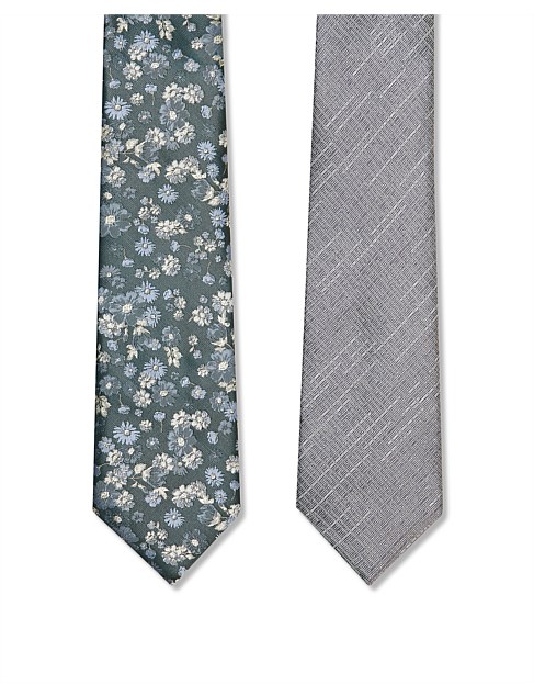 2PK FLORAL AND CHECK TIES