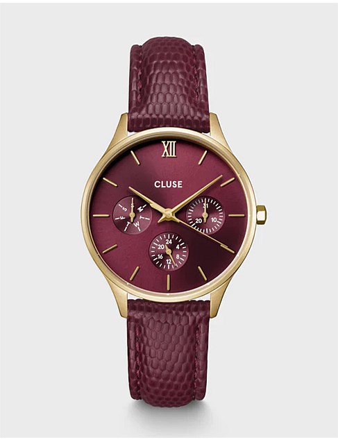 Minuit Multifunction Gold/Cherry Leather