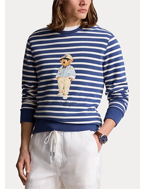 Polo Bear Striped Fleece Sweatshirt