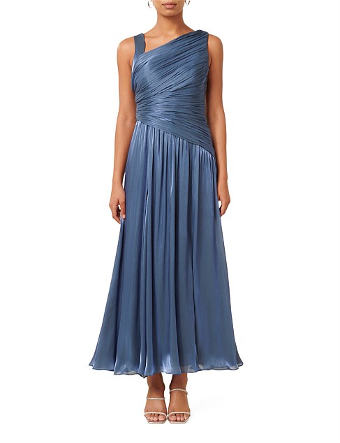 NYA METALLIC ASYMMETRICAL MAXI DRESS