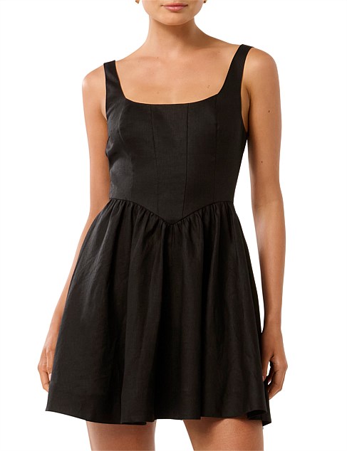 LAUREN LINEN SEAM DETAIL MINI DRESS