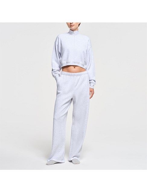 COTTON FLEECE CROPPED HALF ZIP