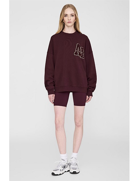 Miles Oversized Sweatshirt Letterman - Dark Burgundy