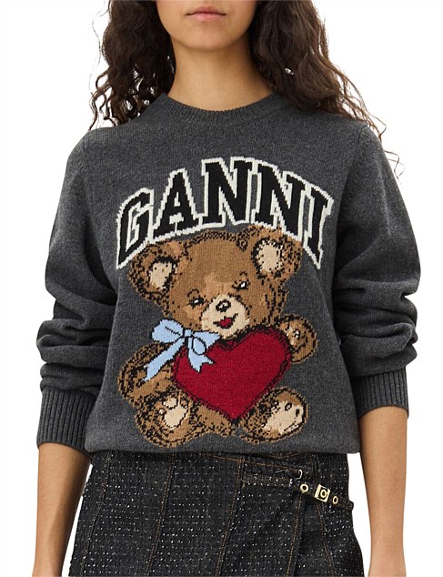 Graphic Wool Mix Bear Crewneck