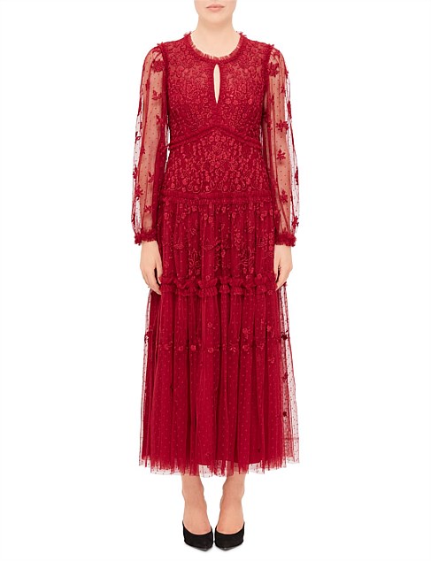 AUTUMN LACE LONG SLEEVE ANKLE GOWN