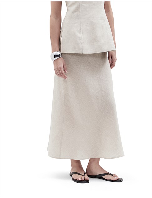 LINEN BIAS CUT MAXI SKIRT