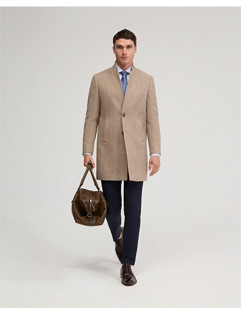 AUSTIN HERRINGBONE WOOL OVERCOAT X