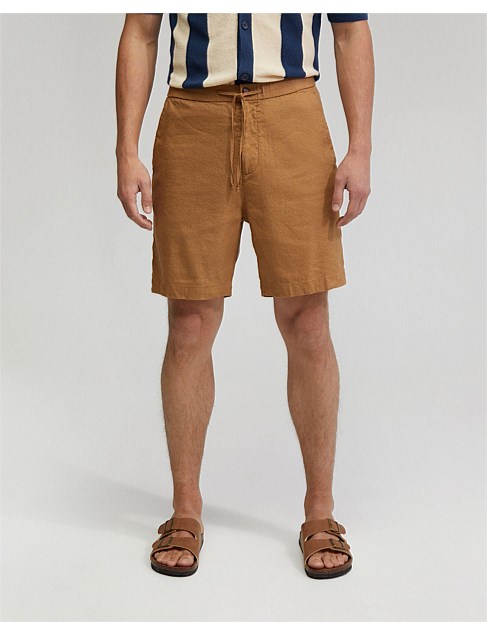 ROCCO ZIP FRONT LINEN BLEND SHORTS