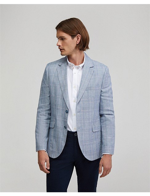 BLAKE LINEN BLEND CHECK BLAZER