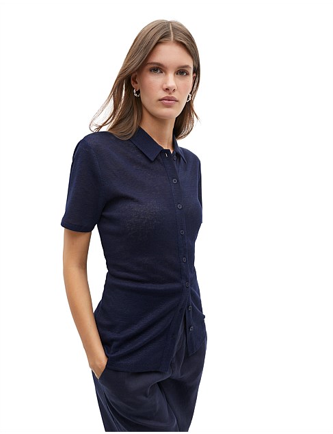 BUTTON THROUGH POLO TOP