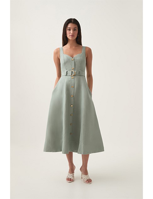 Clay Belted Midi Dress