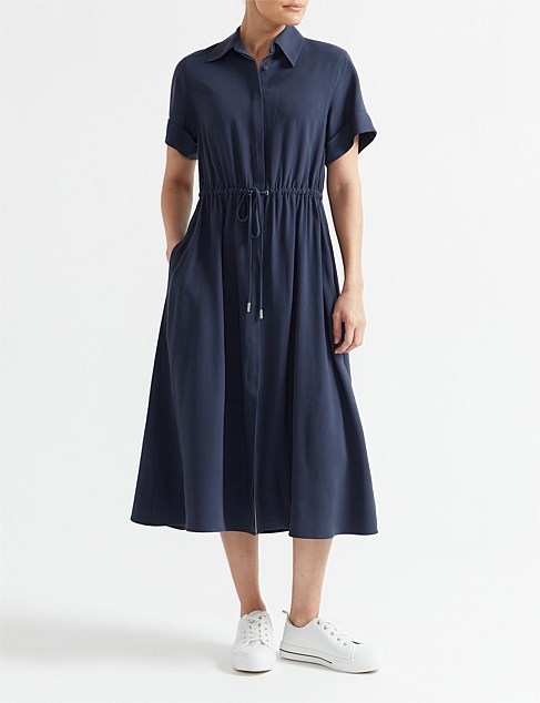 DRAWSTRING MIDI DRESS