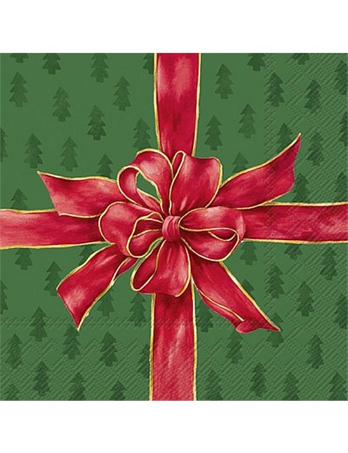 Christmas Bow Green Red Lunch Napkins