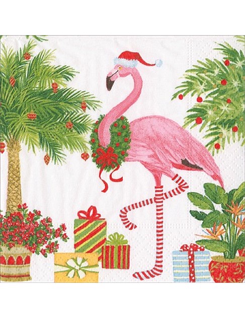 Christmas Flamingos Cocktail Napkins