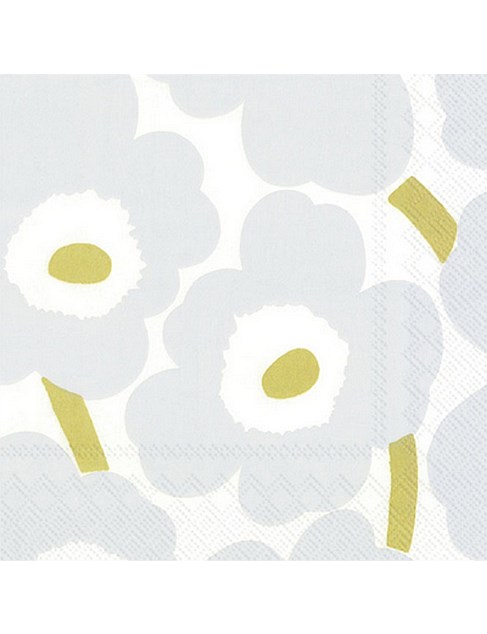 Marimekko Unikko White Silver Cocktail Napkins