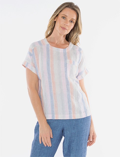 Sunset Stripe Zip Back Top