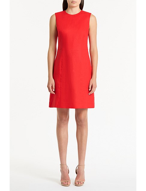 SCARLATTO LINEN SHEATH MINI DRESS