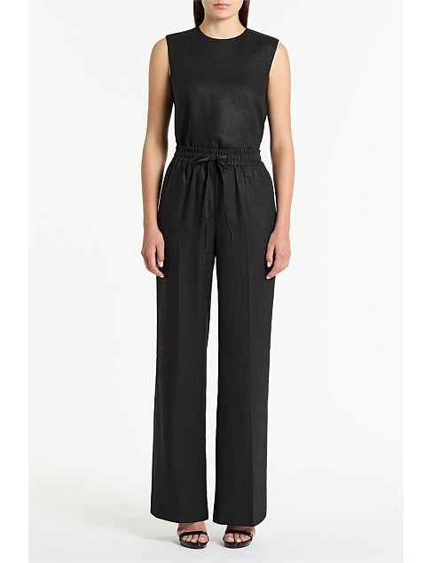 BLACK LINEN LOUNGE PANT