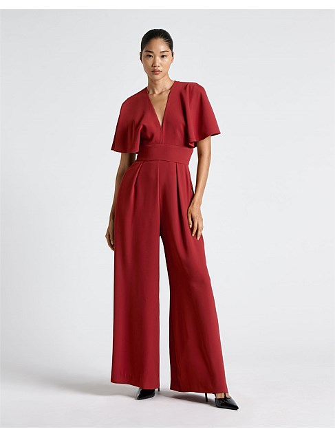 CRIMSON DEEP V-NECK JUMPSUIT