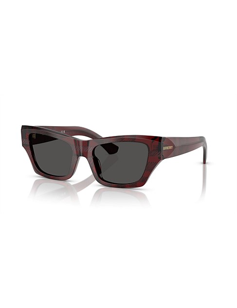 Cat Eye CHECK RED DARK GREY Sunglasses