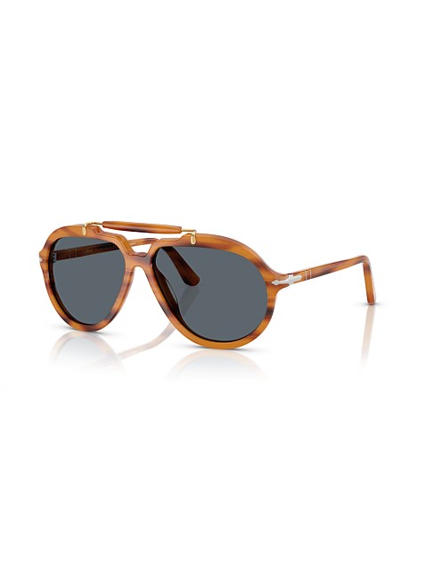 Square STRIPED BROWN BLUE Sunglasses