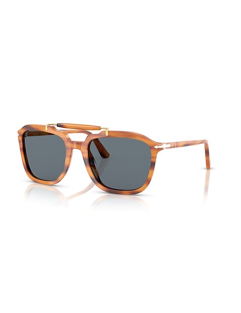 Square STRIPED BROWN BLUE Sunglasses