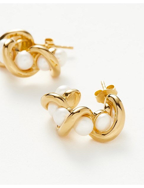 MOLTEN PEARL TWISTED DOUBLE HOOP EARRINGS MINI