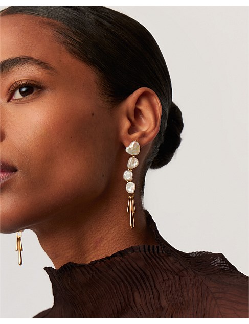 KESHI PEARL SCULPTURAL DROP EARRINGS