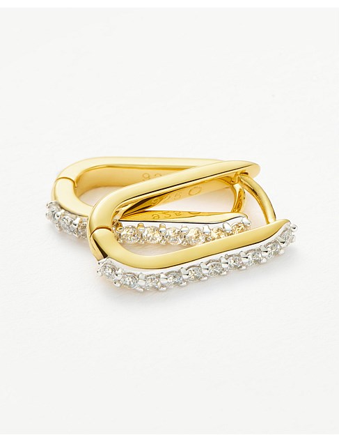 PAVE OVATE HUGGIE HOOP EARRINGS