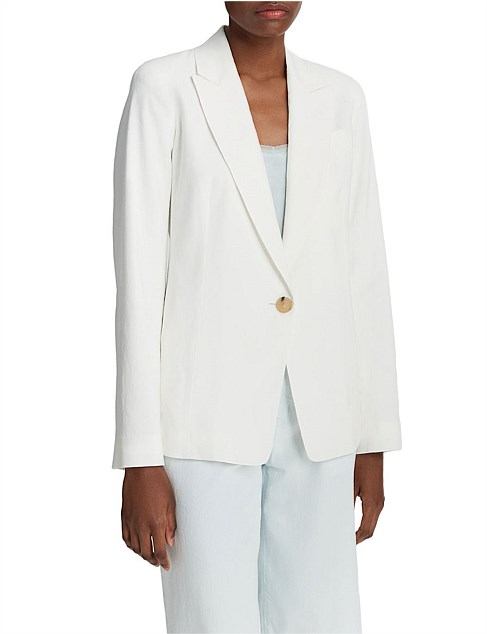 Linen-Blend Single-Breasted Blazer