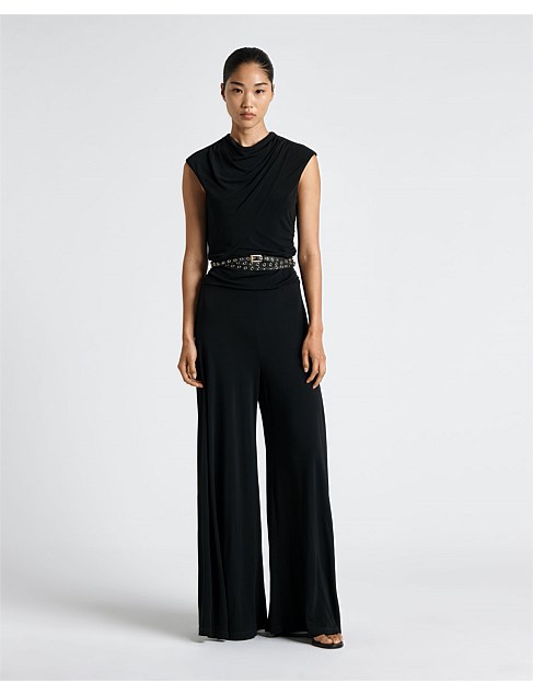 DRAPED JERSEY WIDE LEG JUMPSUIT