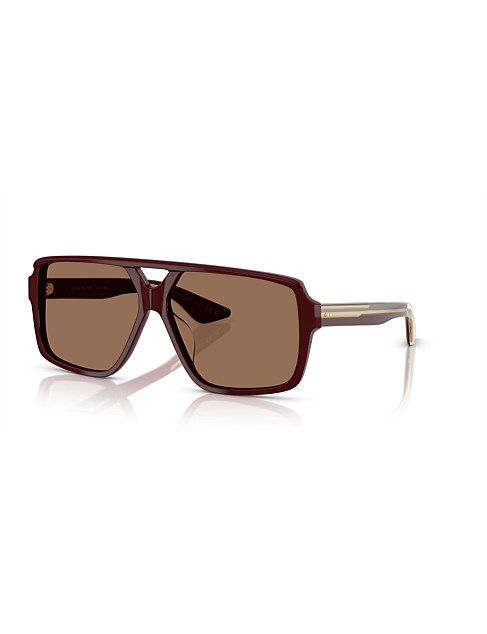 1977C Rectangle BURGUNDY BROWN Sunglasses