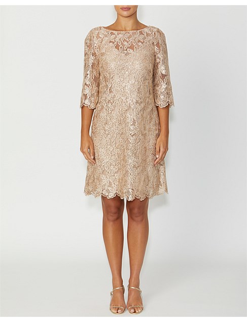 GENEIEVE GOLD LACE DRESS