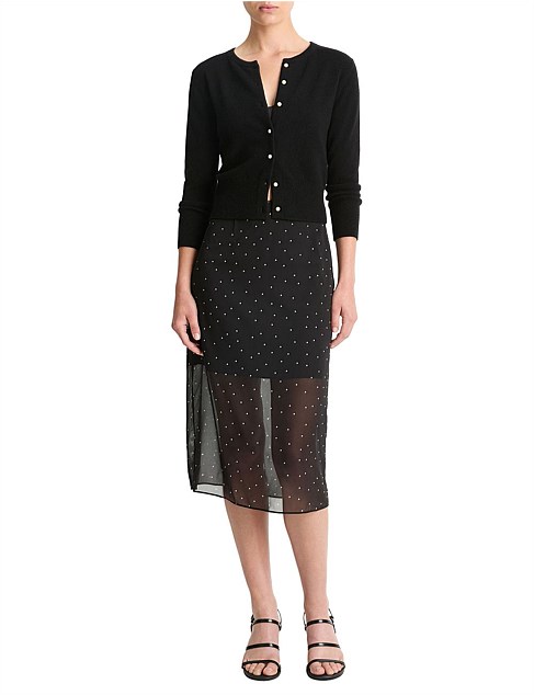 Sheer Stretch-Silk Overlay Skirt