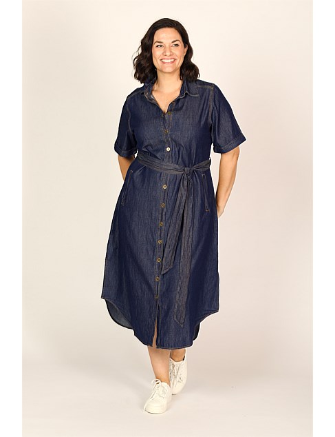 Abbey Chambray Short Sleeve Dress