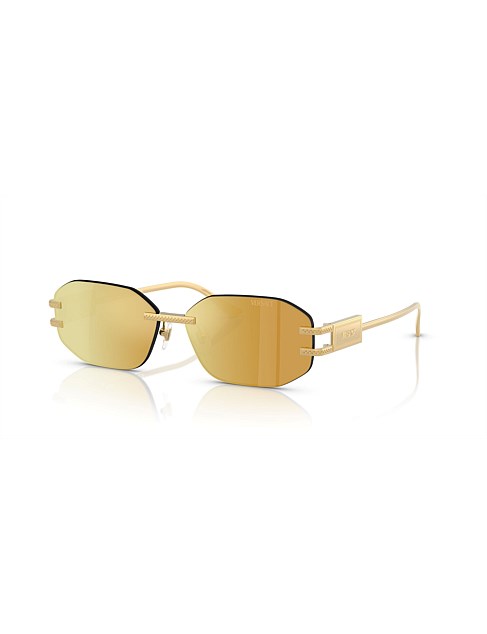 Irregular GOLD BROWN MIRROR GOLD Sunglasses