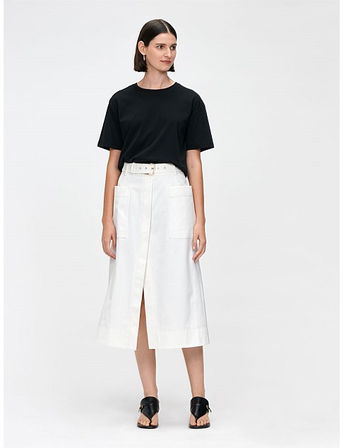 HEAVY TWILL BELTED SKIRT