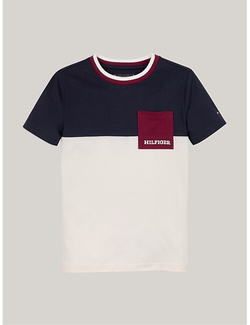 COLORBLOCK EMBROIDERED TEE