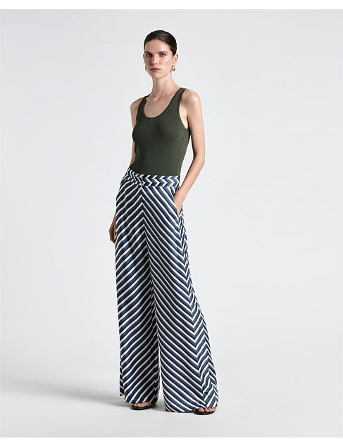 MULTISTRIPE SATIN WIDE LEG PANT