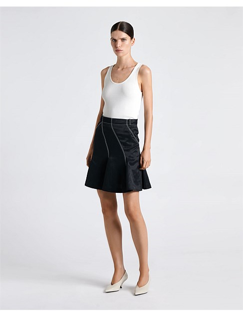 TOPSTITCHED PANELLED MINI SKIRT