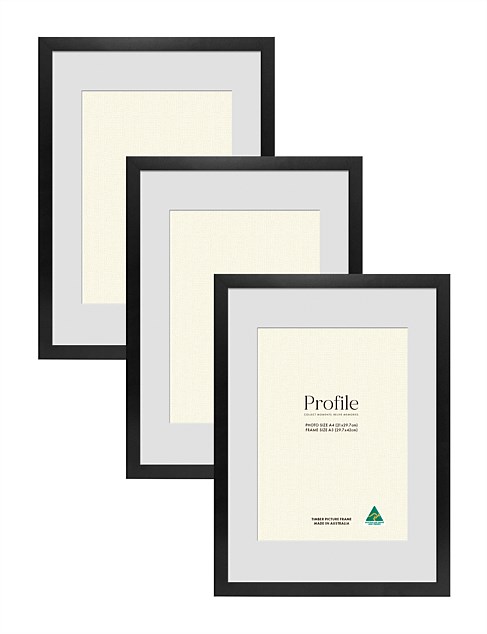 Australian Made Certificate Photo Frame A3/A4 Black (3 Pack)