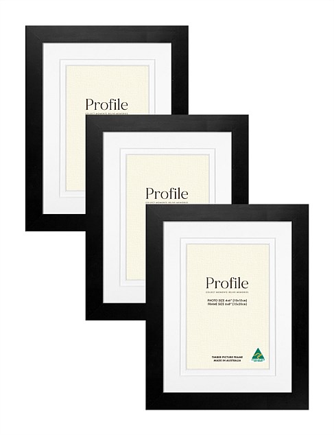 Australian Made Timber Photo Frame 6x8in/4x6in Black (3 Pack)