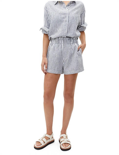 LINEN PAPERBAG STRIPE SHORT