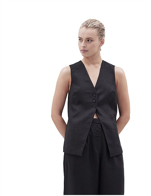 LINEN LONGLINE VEST