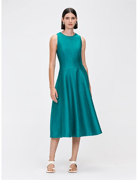 LUXE CREPE PANEL MIDI DRESS