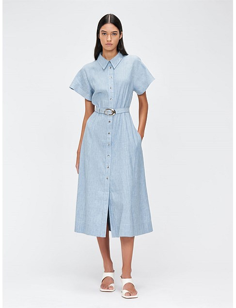 MELANGE LINEN BLEND SHIRTDRESS