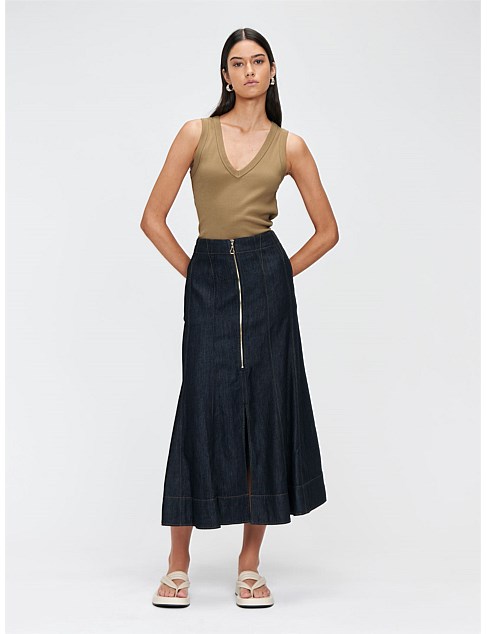 TENCEL DENIM MIDI SKIRT