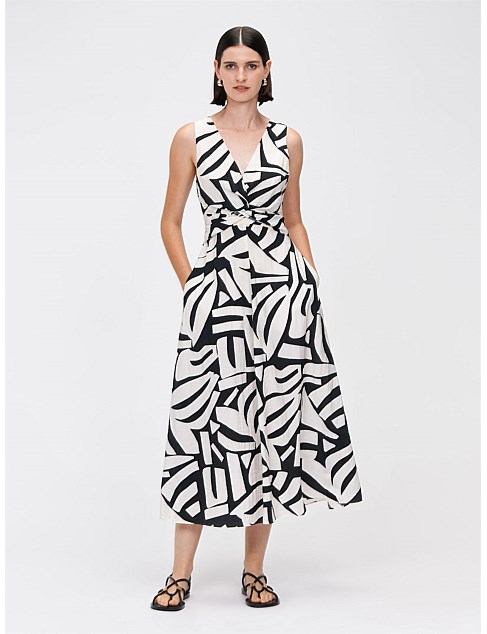 MONOCHROME MOSAIC PRINT MAXI DRESS